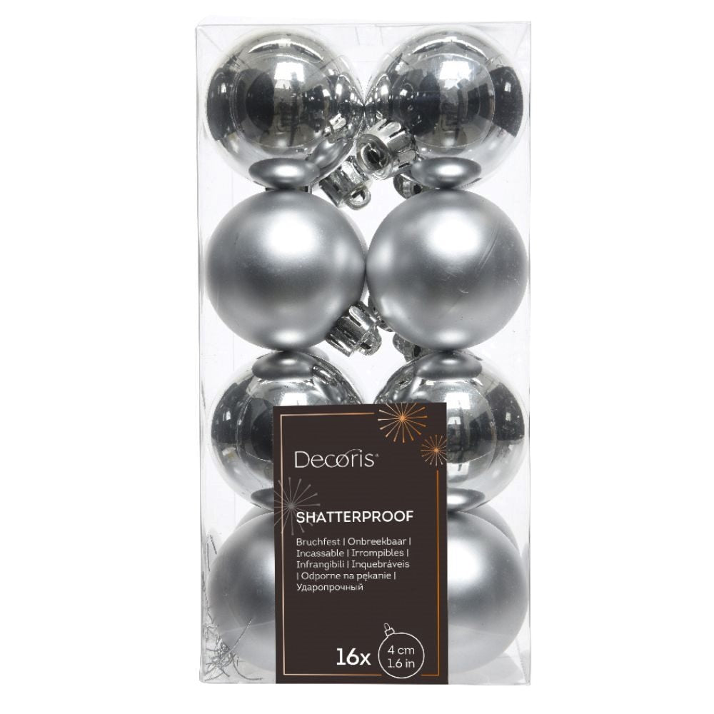Kerstballen set 16-delig | zilver | kunststof/onbreekbaar | 4cm