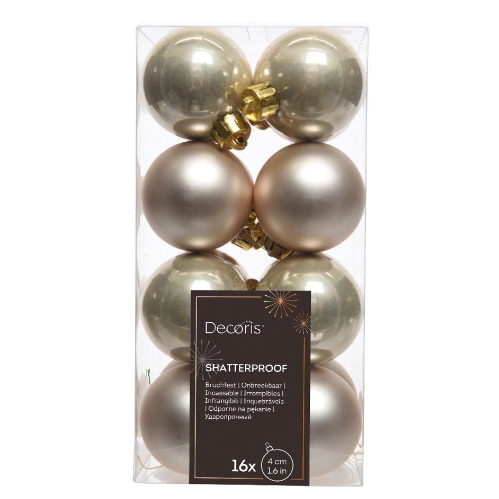 Kerstballen set 16-delig | parel | kunststof/onbreekbaar | 4cm