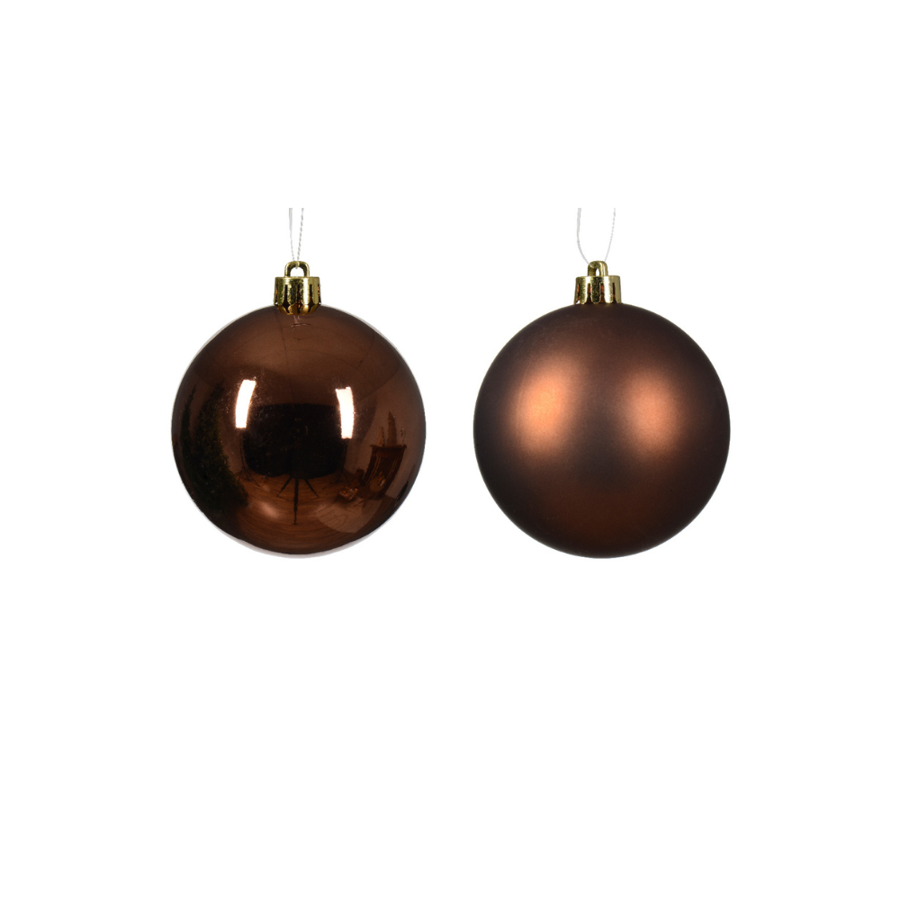 Kerstballen set 12-delig | espresso | kunststof/onbreekbaar | 6cm