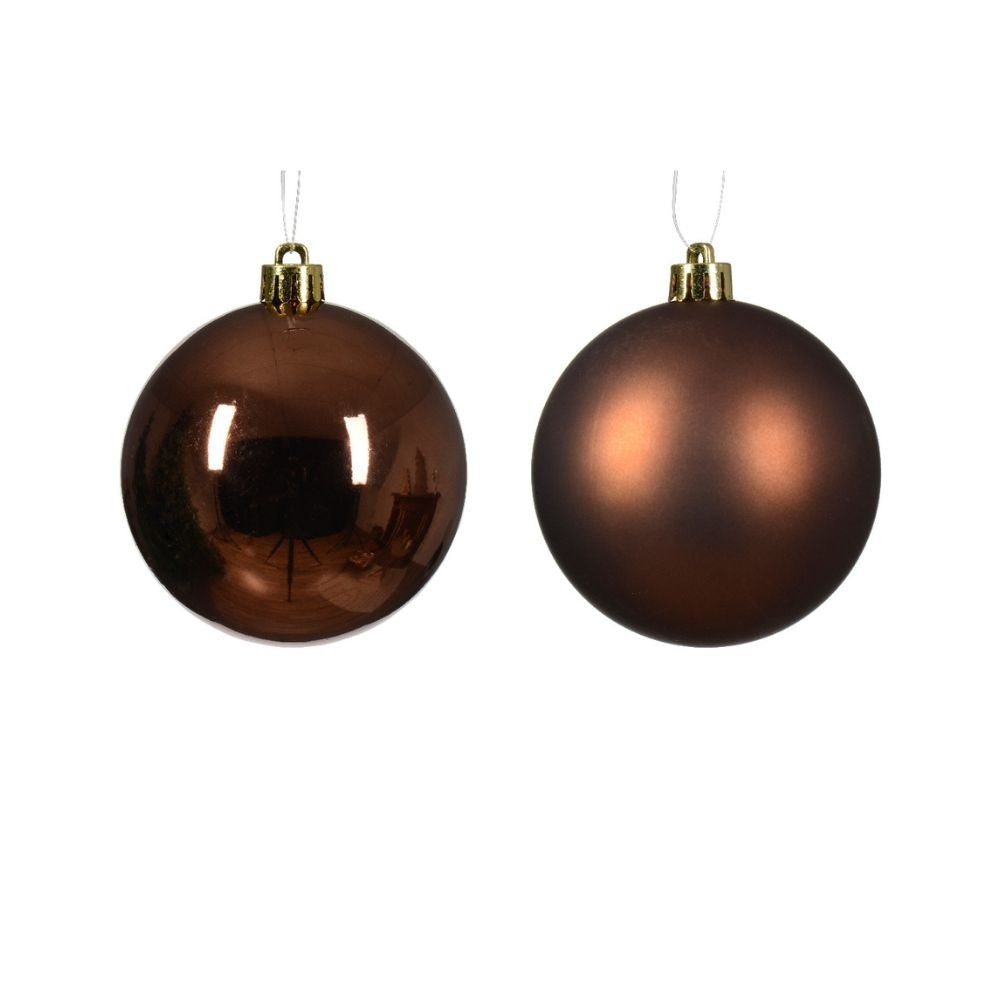 Kerstballen set 6-delig | espresso | kunststof/onbreekbaar | 8cm