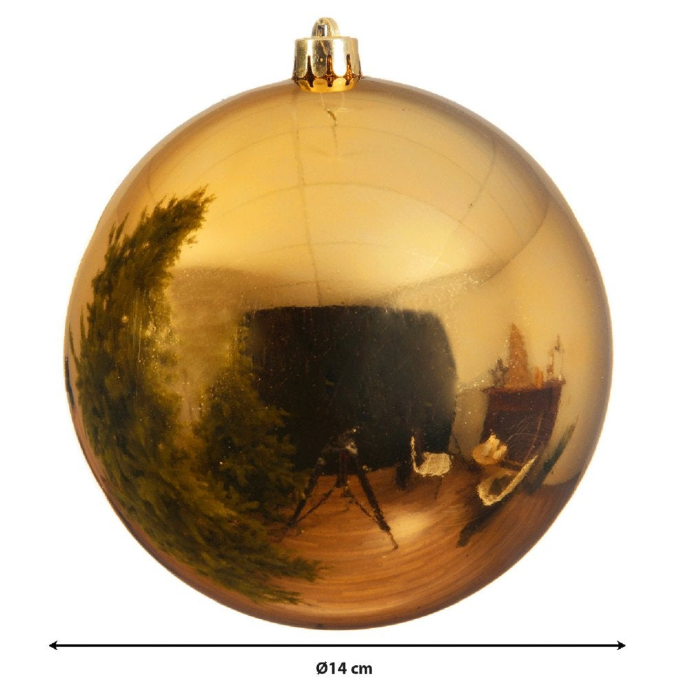 Kerstbal glanzend | plastic | goud | 14cm