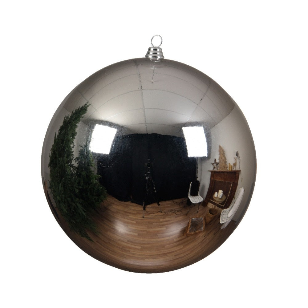 Kerstbal glanzend | plastic | zilver | 14cm