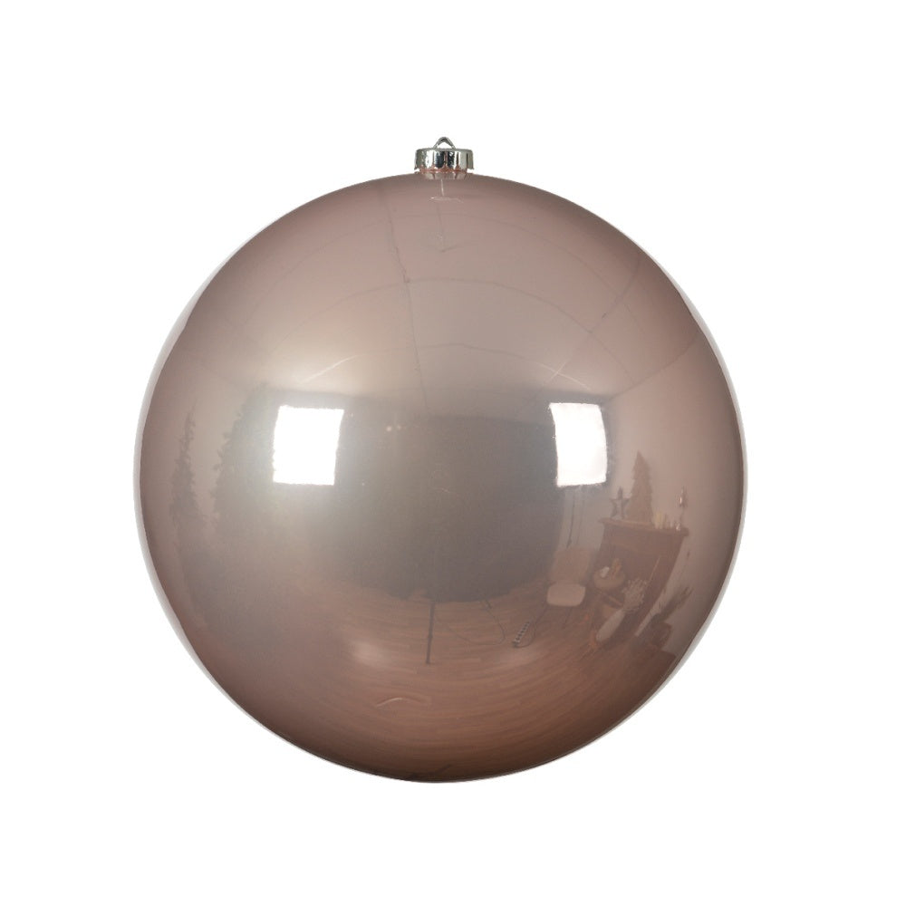 Kerstbal groot glanzend | plastic | poederroze | 14cm