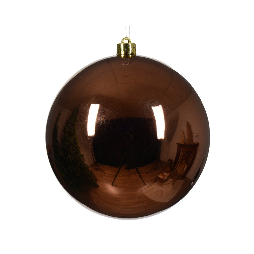 Kerstbal glanzend | plastic | espresso | 14cm