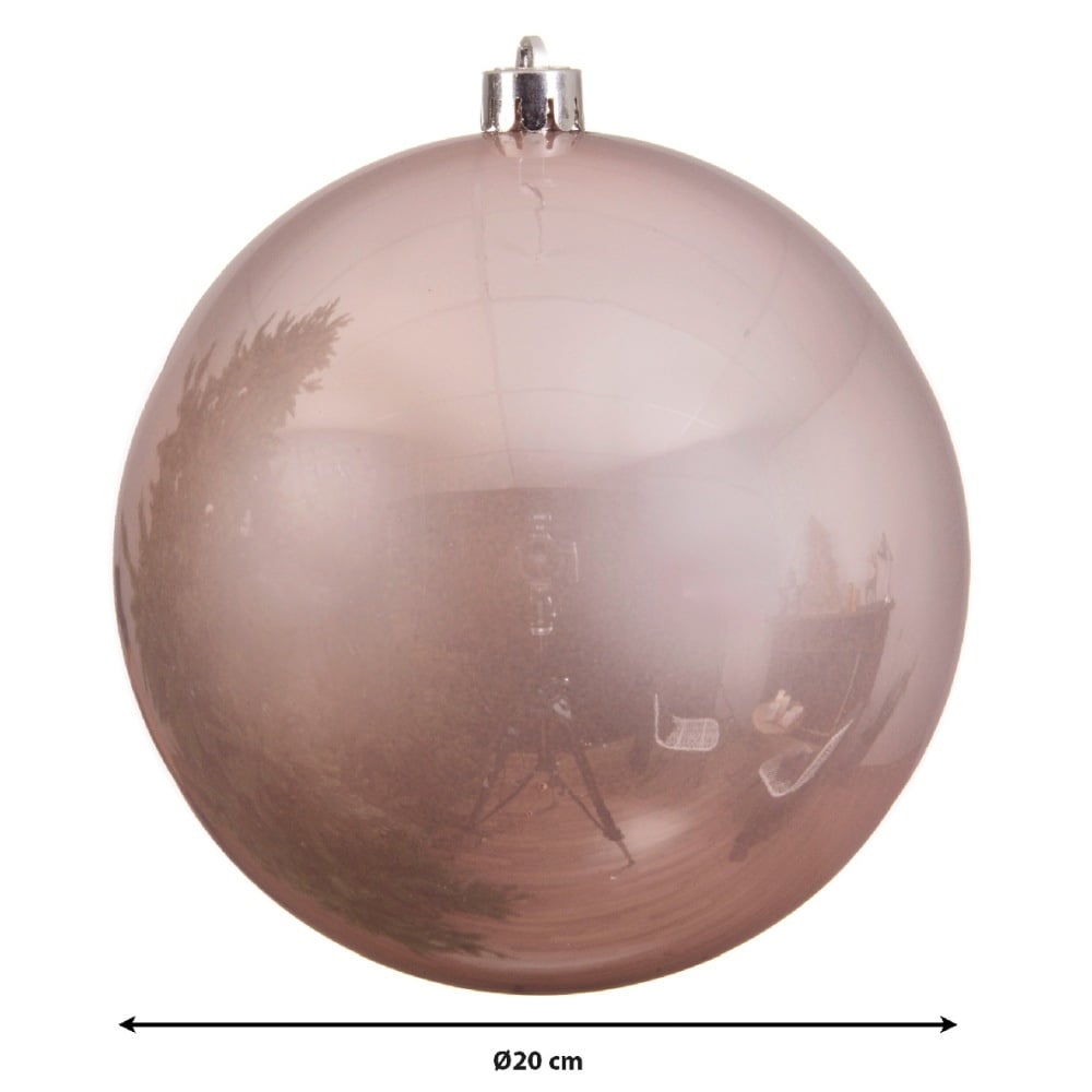 Kerstbal glanzend | plastic | poederroze | 20cm