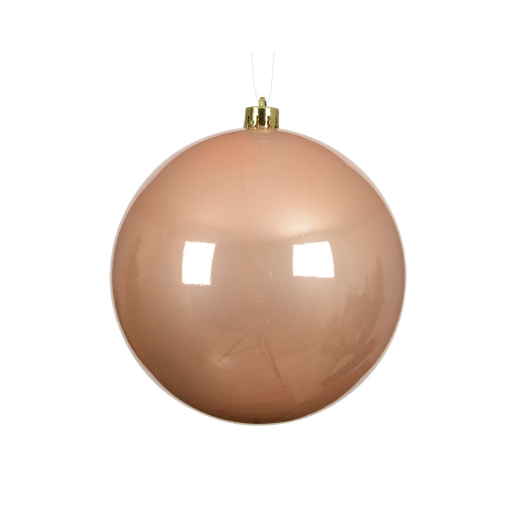 Kerstbal groot glanzend | plastic | parelroze | 14cm