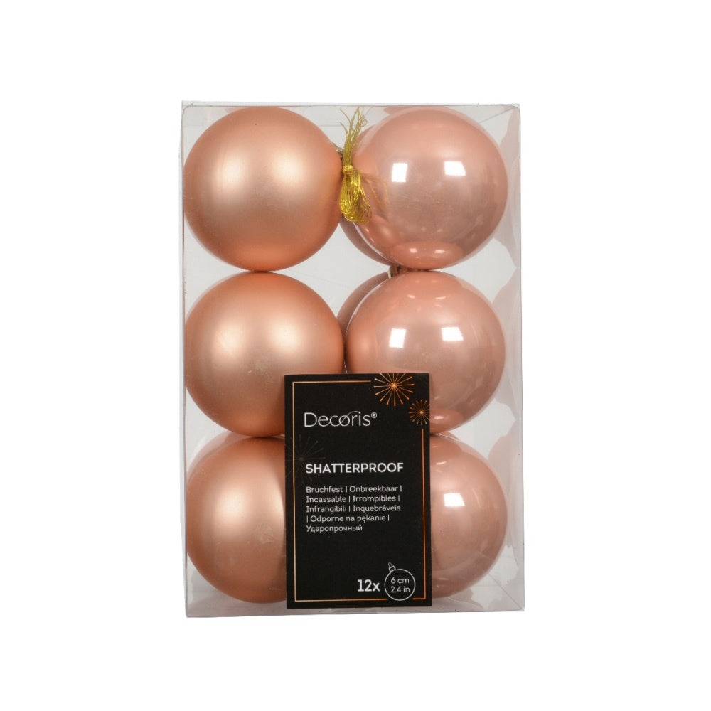 Kerstballen mixbox 12-delig | glanzend/matte | plastic | parel | 6cm