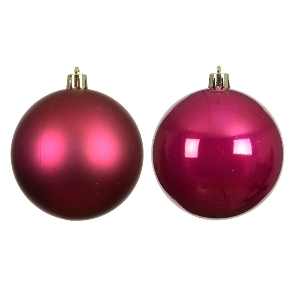 Kerstballen mixbox 6-delig | glanzend/matte | plastic | donkerroze | 6cm