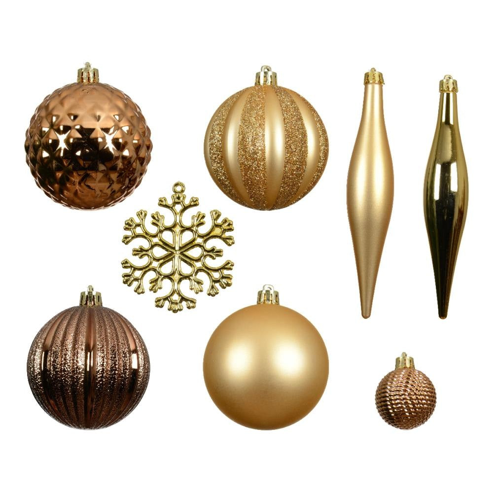Kerstballen mixbox 46-delig | glanzend/mat/glitter | bruin/goud