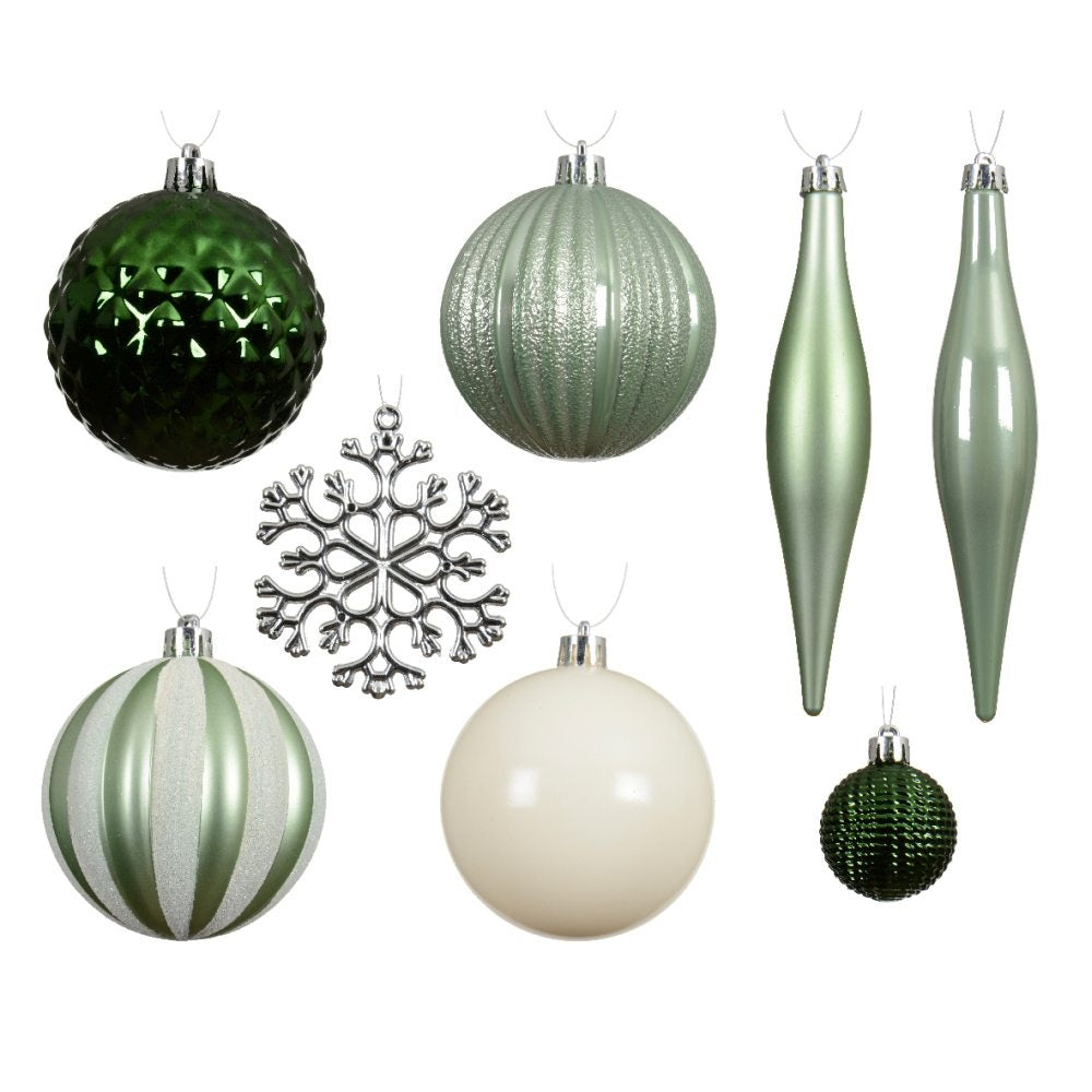 Kerstballen mixbox 46-delig | glanzend/mat/glitter | groen/wit