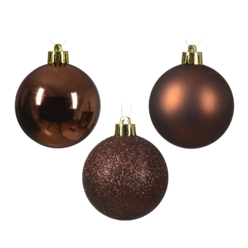 Kerstballen set 30-delig | kunststof/onbreekbaar | espresso | diverse maten