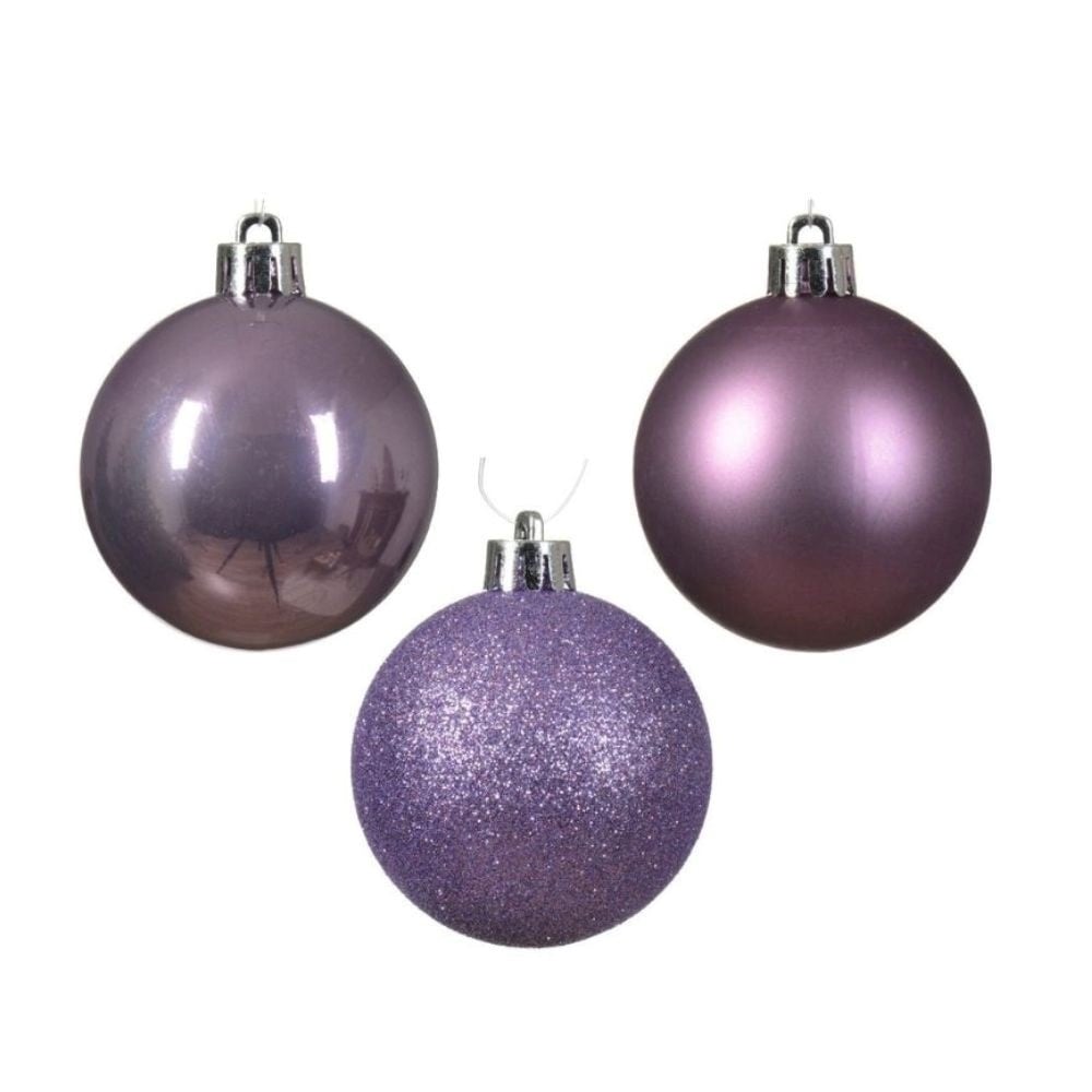 Kerstballen set 30-delig | kunststof/onbreekbaar | kristal lila | diverse maten