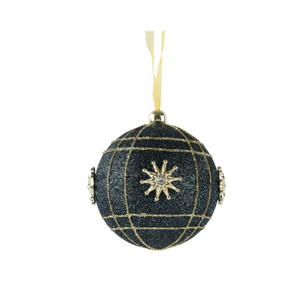 Kerstbal met zonnen | foam | nachtblauw | 8cm