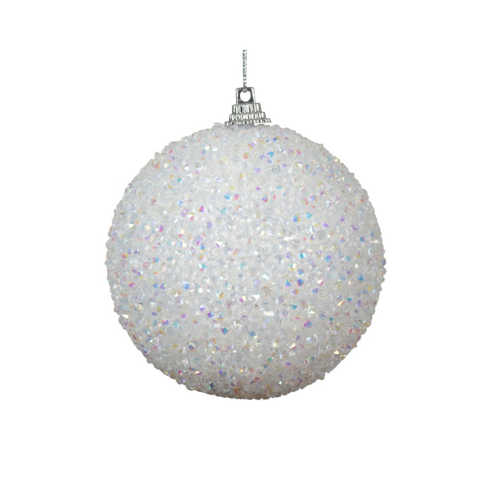 Kerstbal glitters | foam | wit | 8cm