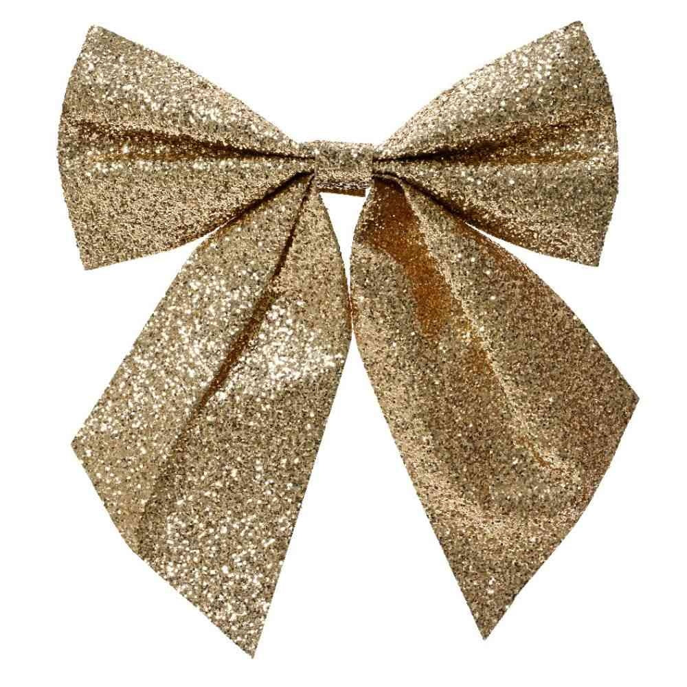 Kerststrik | polyester | goud/glitters | set van 2 | 16cm