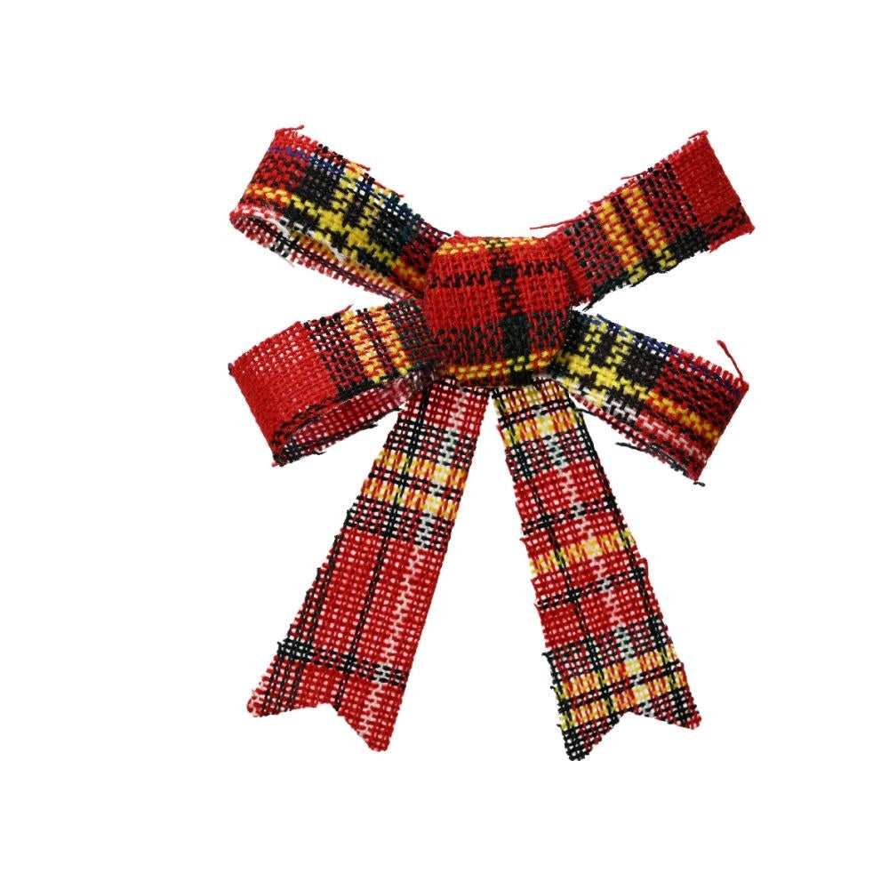 Kerststrik | 3-delig | polyester | rood/geel | 10cm