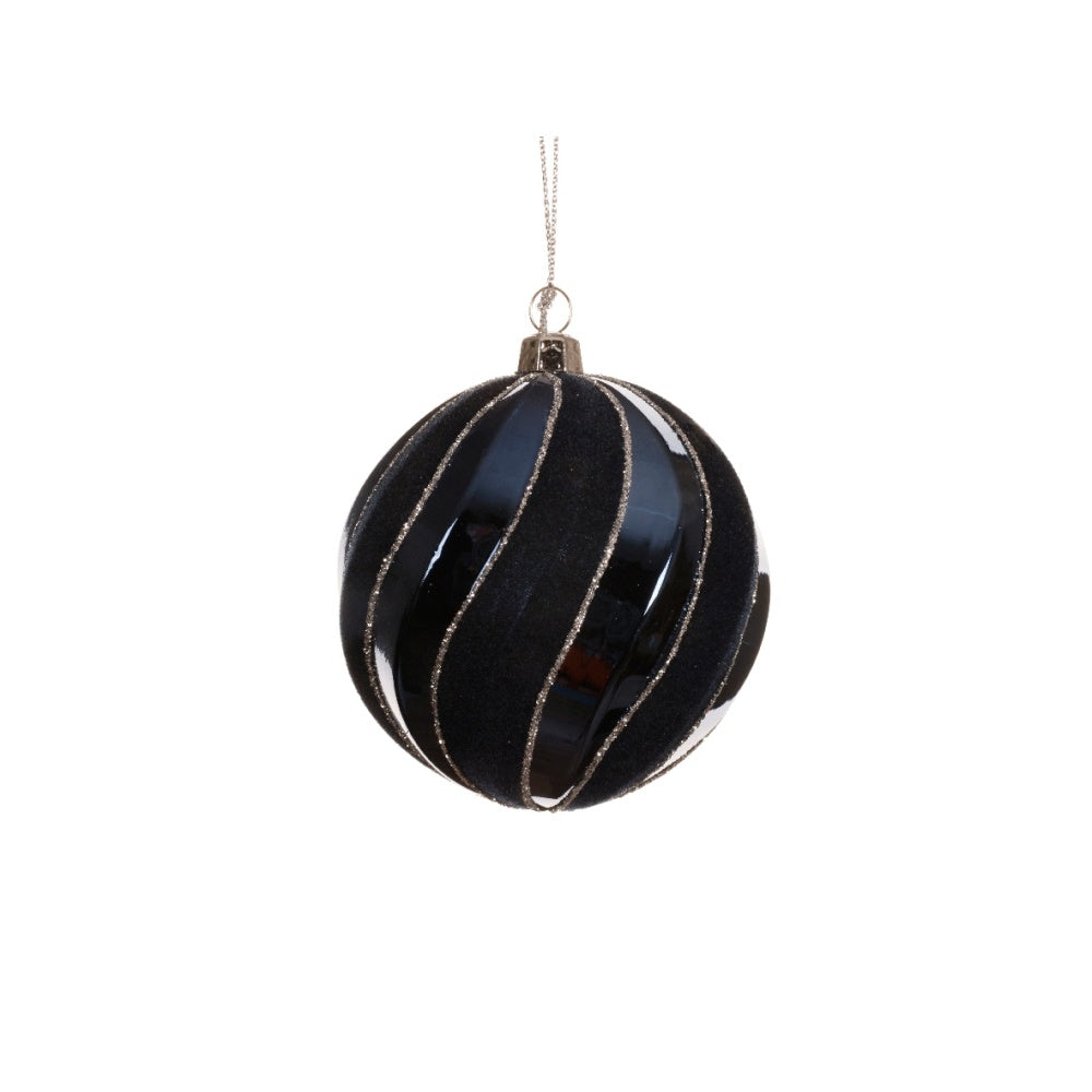 Kerstbal | plastic | zwart/wit | 8cm