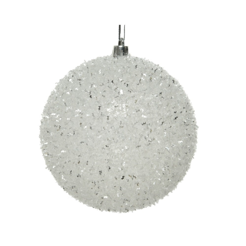 Kerstbal | kunststof | wit met bevroren details | 10cm