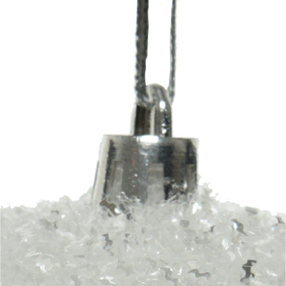 Kerstbal | kunststof | wit met bevroren details | 10cm