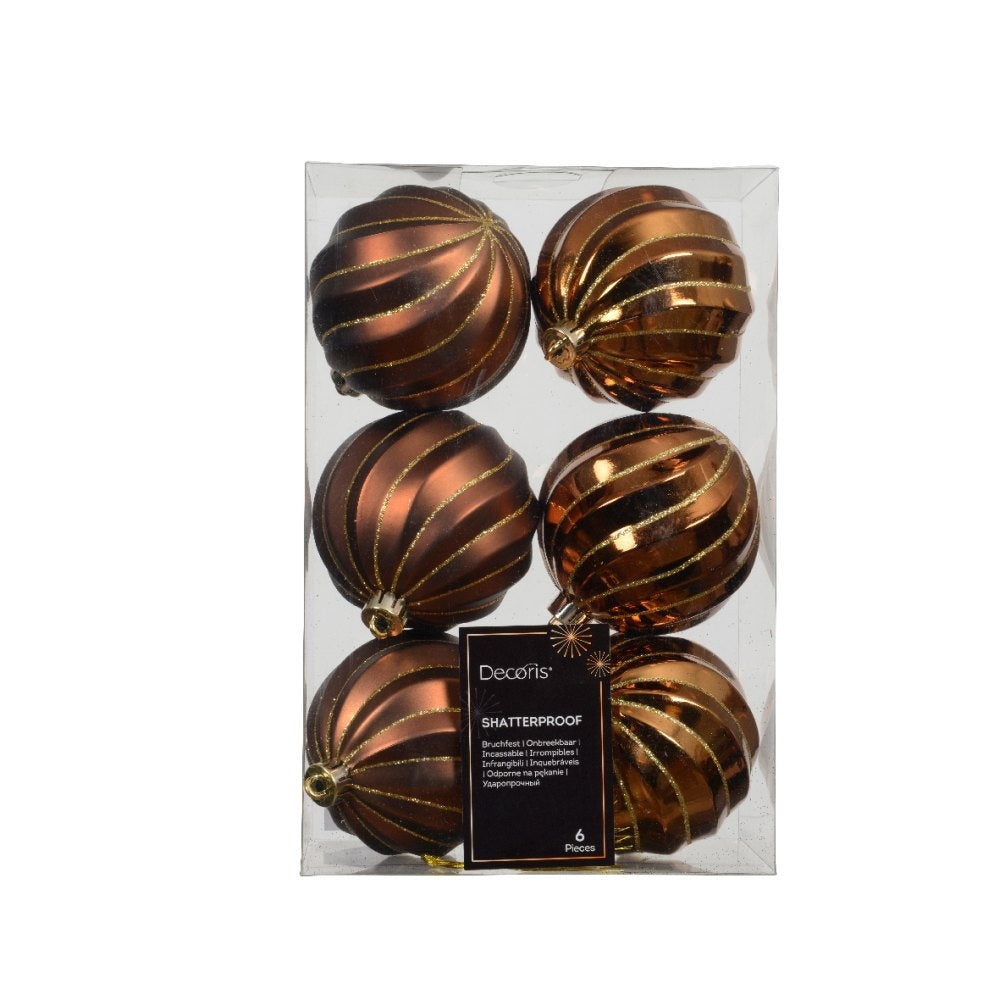 Kerstballen mixbox 6-delig | ornamenten | plastic | espresso | 8cm