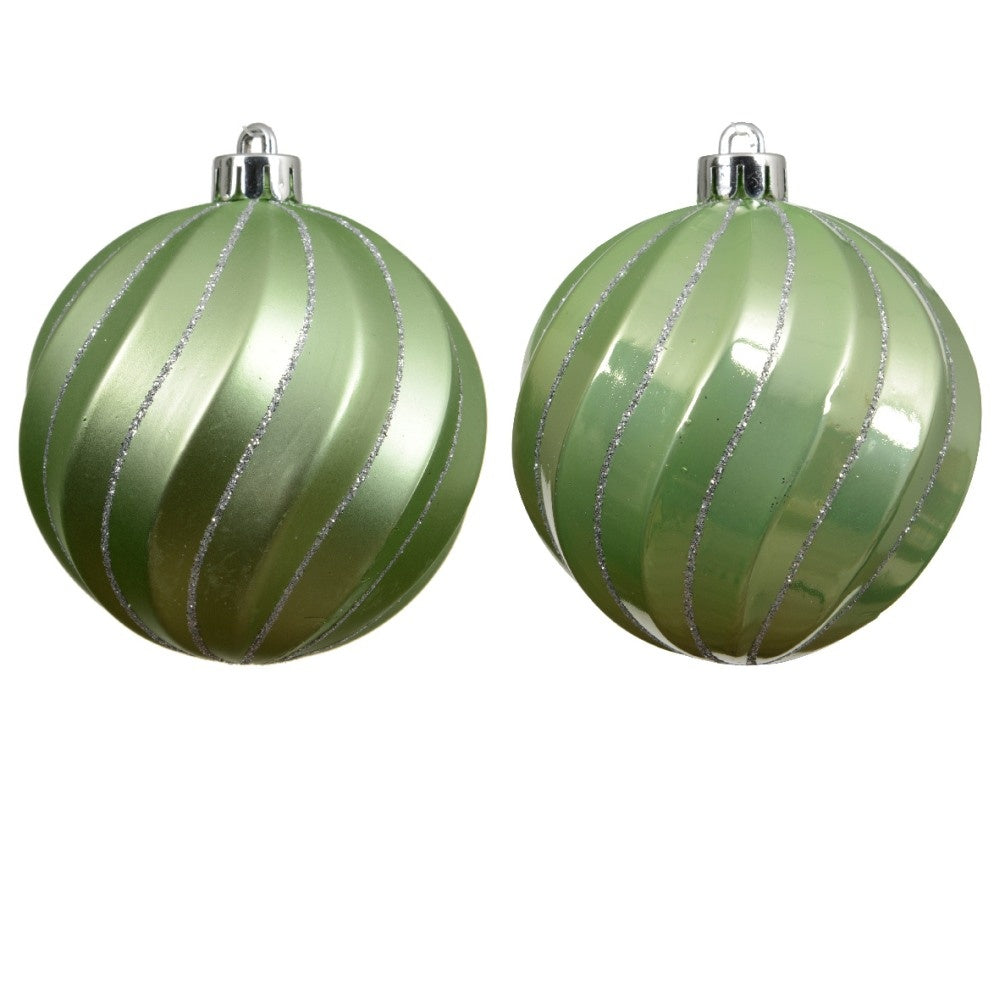 Kerstballen mixbox 6-delig | ornamenten | plastic | lichtgroen | 8cm