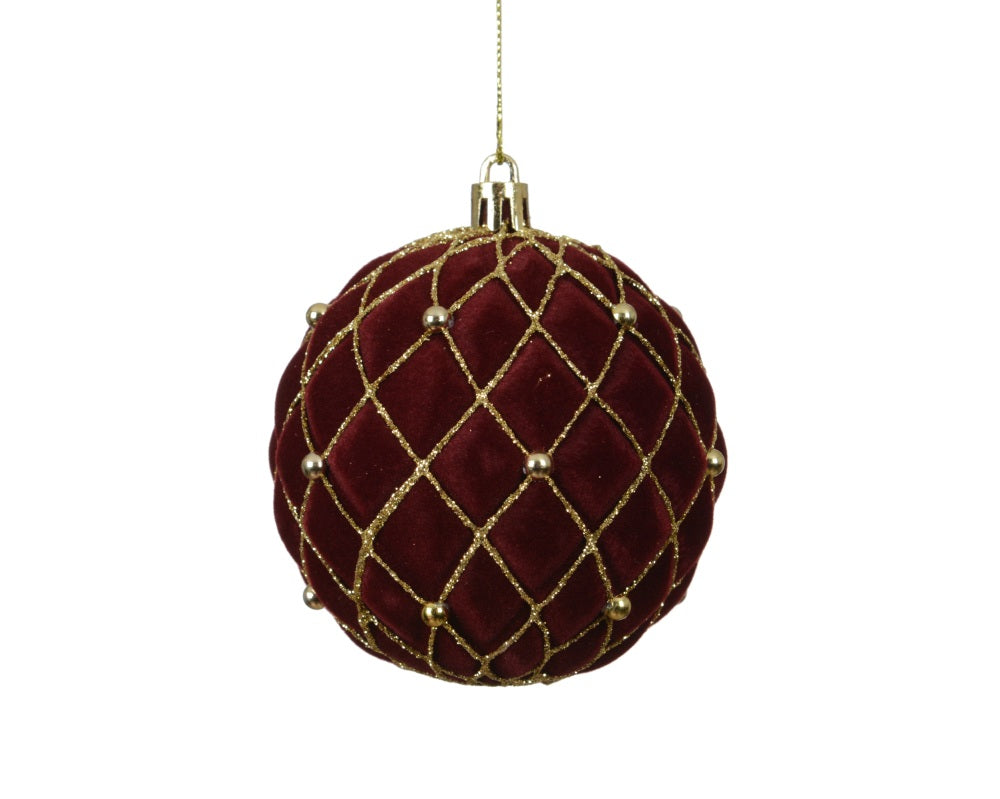 Kerstbal | plastic | ossenbloed | 8cm