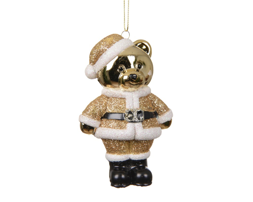 Kersthanger beer | onbreekbaar | goud met glitters | 11,6cm