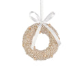Kersthanger krans met strik en parels | polystyreen | parel/goud | 11,8cm