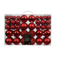 Kerstballen mixbox 100-delig | glanzend/matte/glitter | plastic | rood | diverse maten