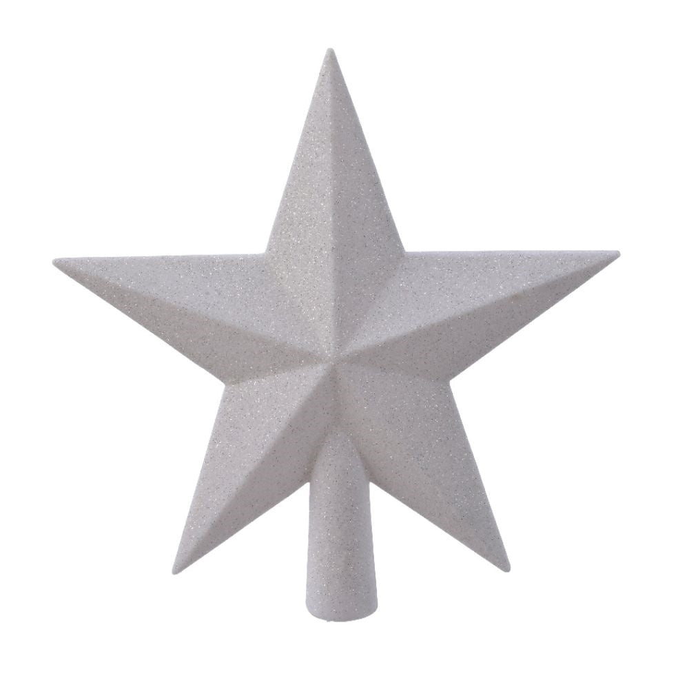 Kerstboom piek van glas | winterwit | 19cm