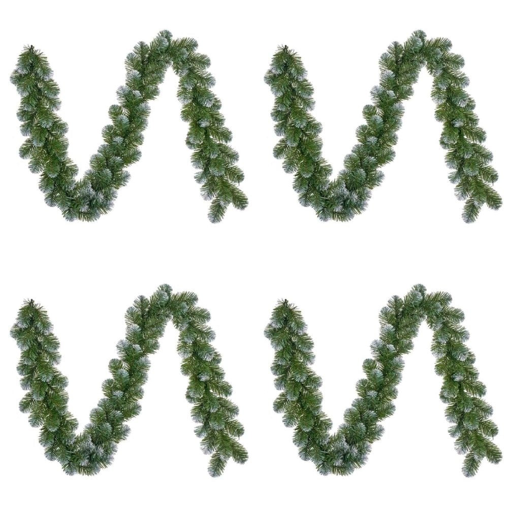 Norton Frosted kerstguirlande set van 4 | groen met sneeuw details | 180cm