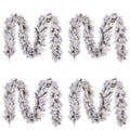 Dinsmore kerstguirlande set van 4 | groen met bevroren details & LED lampjes | 270cm