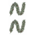 Vandans kerstguirlande set van 2 | groen met bevroren details & dennenappels | 180cm