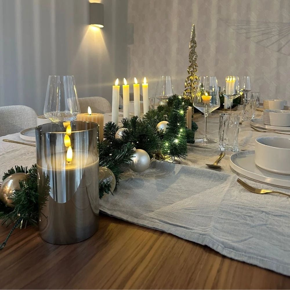 Norton kerstguirlande set van 4 | groen met LED lampjes | 270cm