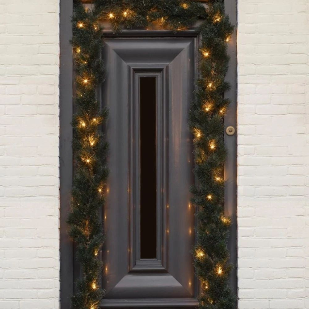 Glendon kerstguirlande set van 4 | groen met bevroren details | 180cm