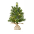 Glendon kerstboompje in jute zak 60xø23cm | groen met LED lampjes