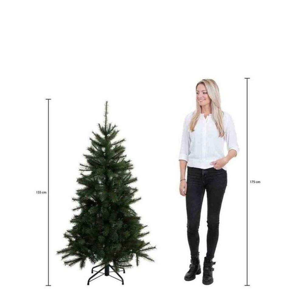 Frasier kunstkerstboom 155xø109cm | groen met 216 LED lampjes