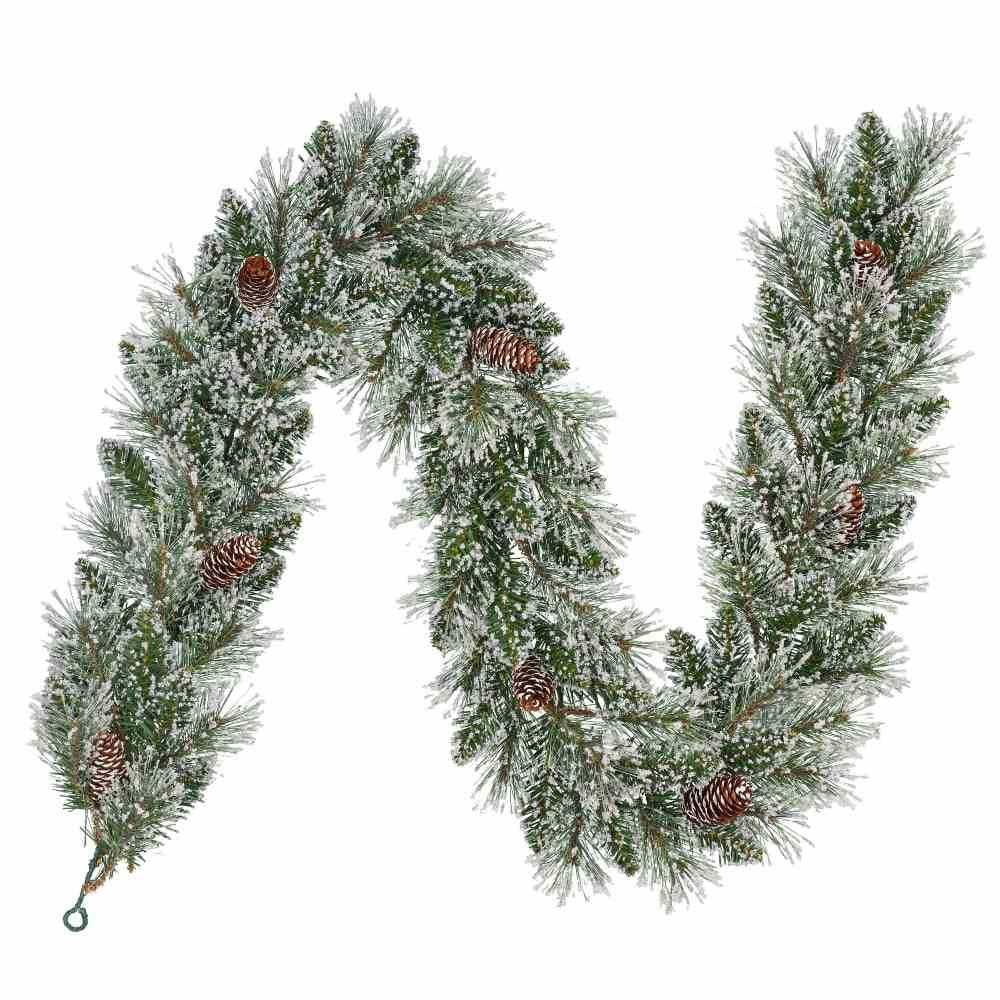 Vandans kerstguirlande | groen met bevroren details & dennenappels | 180cm
