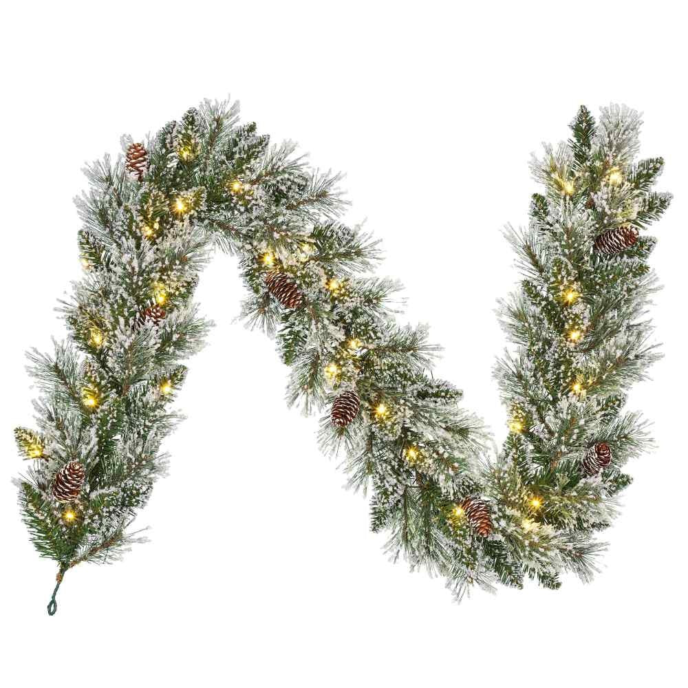 Vandans kerstguirlande | groen met LED lampjes & dennenappels | 180cm