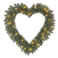 Hartvormige kerstkrans | groen met 30 LED lampjes | op batterijen | 60cm