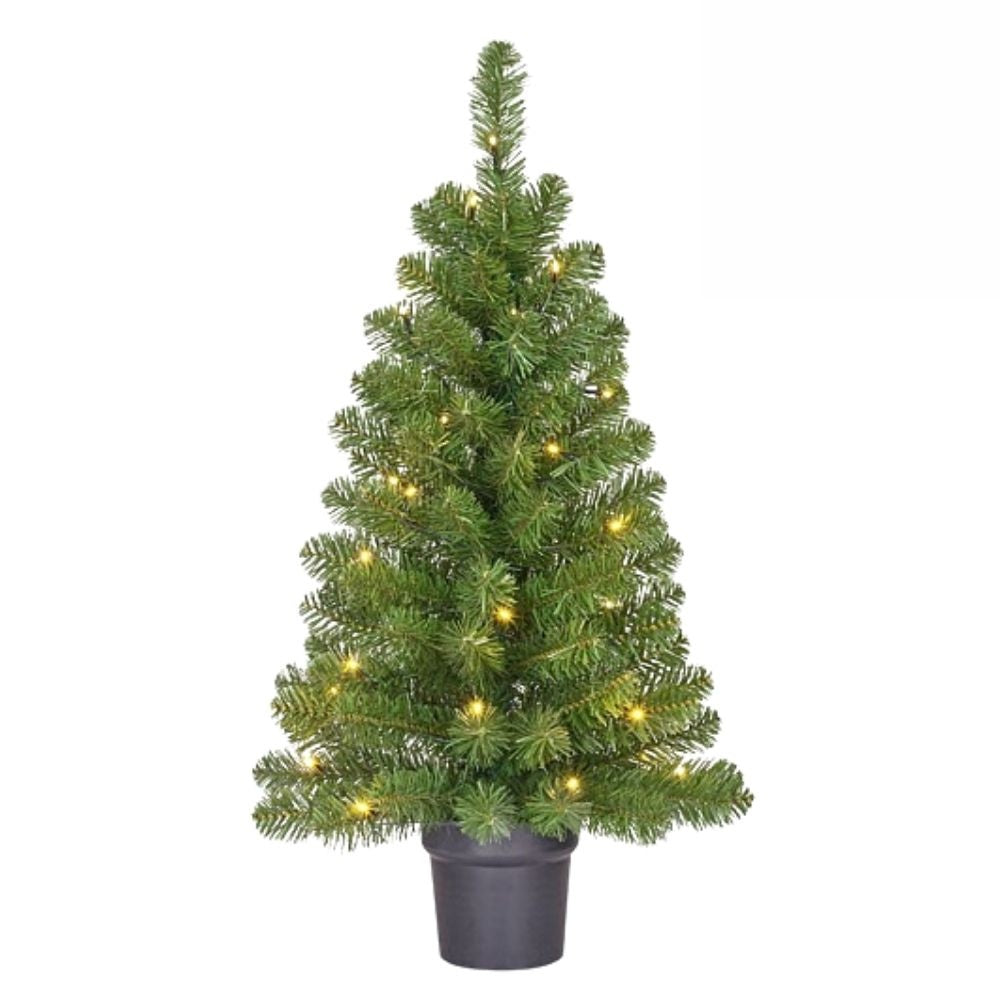 Norton kerstboompje in pot 90xø50cm | groen met 30 LED lampjes