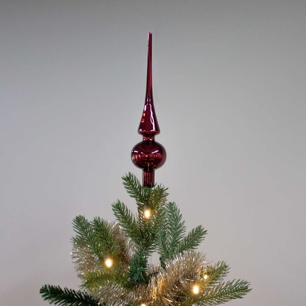 Kerstboom piek van glas | donkerrood | 26cm