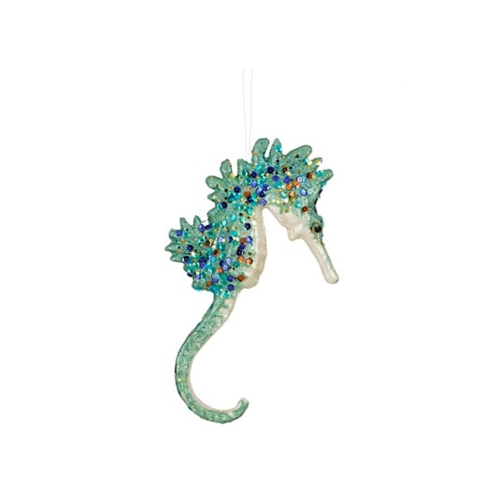 Kersthanger blauw zeepaardje | 28cm