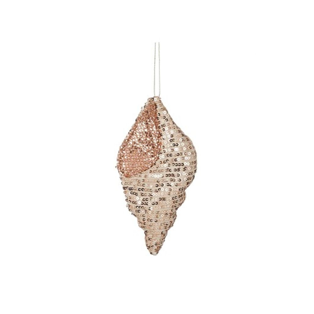 Kersthanger champagne schelp | 9cm