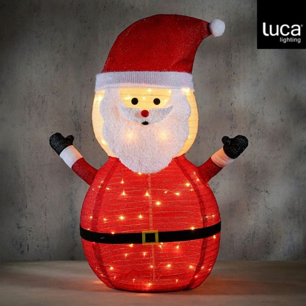 Kerstman met LED lampjes | klassiek rood/wit | incl. adapter en timer | 120cm