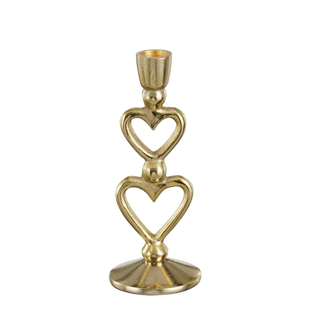 Kandelaar hart goud - l7,5xb7xh20cm
