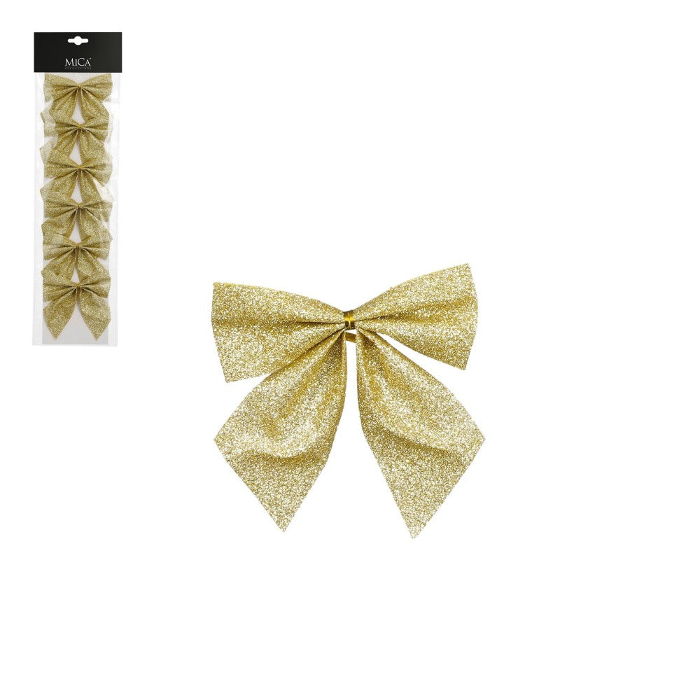 Kerststrik | plastic | goud | set van 6 | 12cm