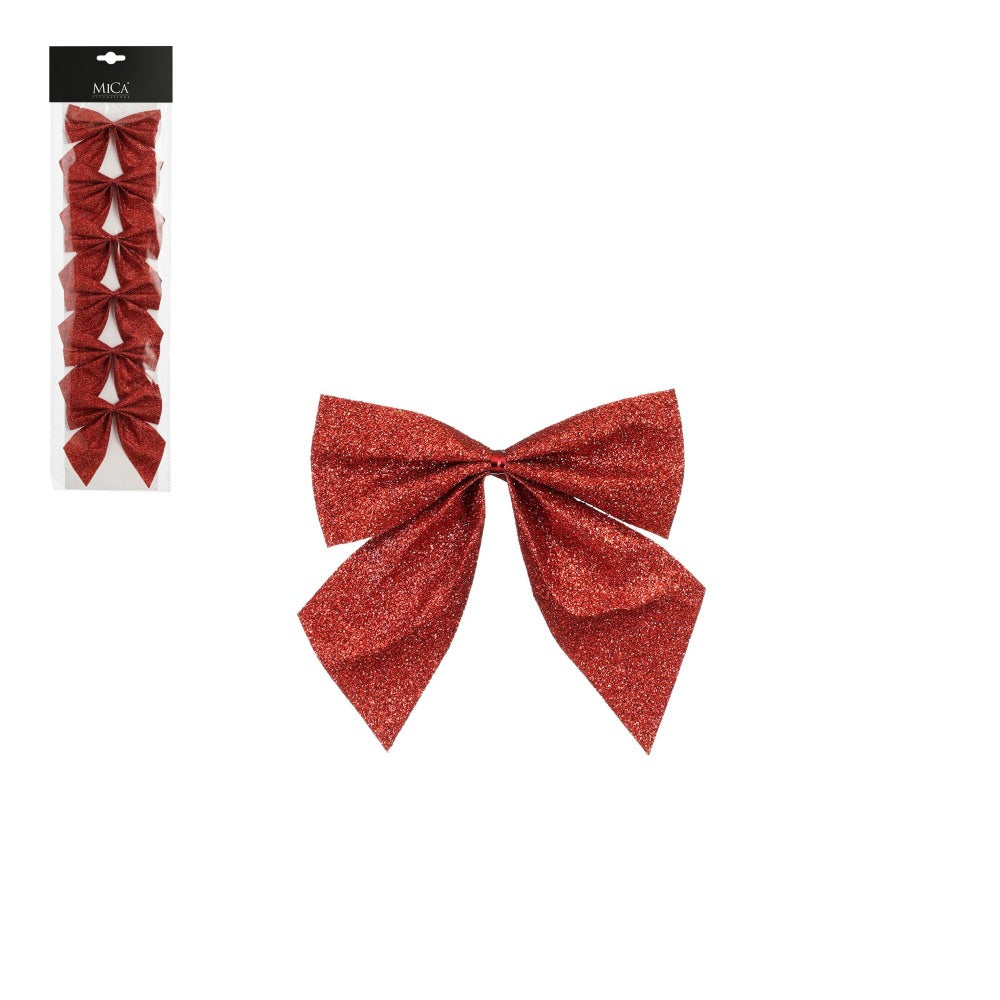 Kerststrik | plastic | rood | set van 6 | 12cm