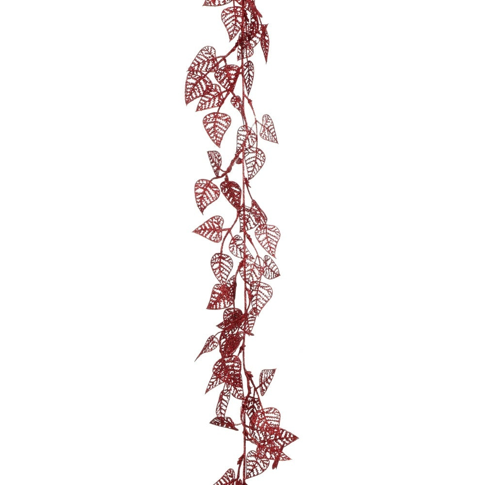 Slinger grote bladeren | polystyrene | rood | 180cm