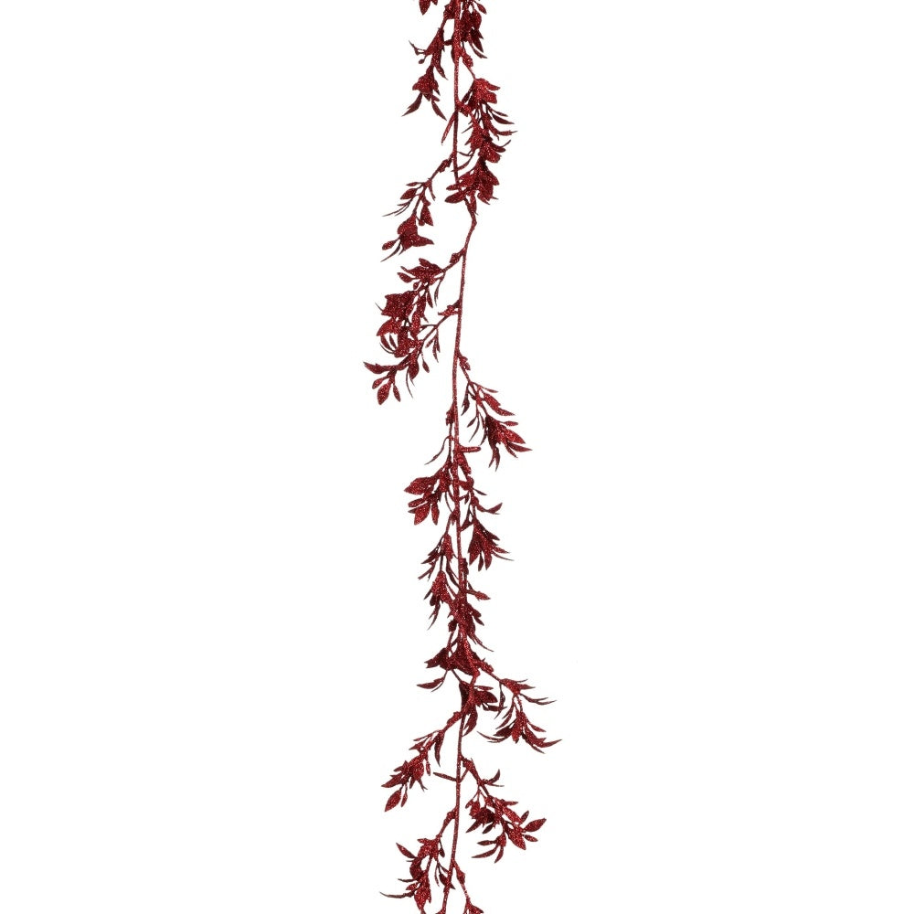 Slinger bladeren | polystyrene | rood | 180cm